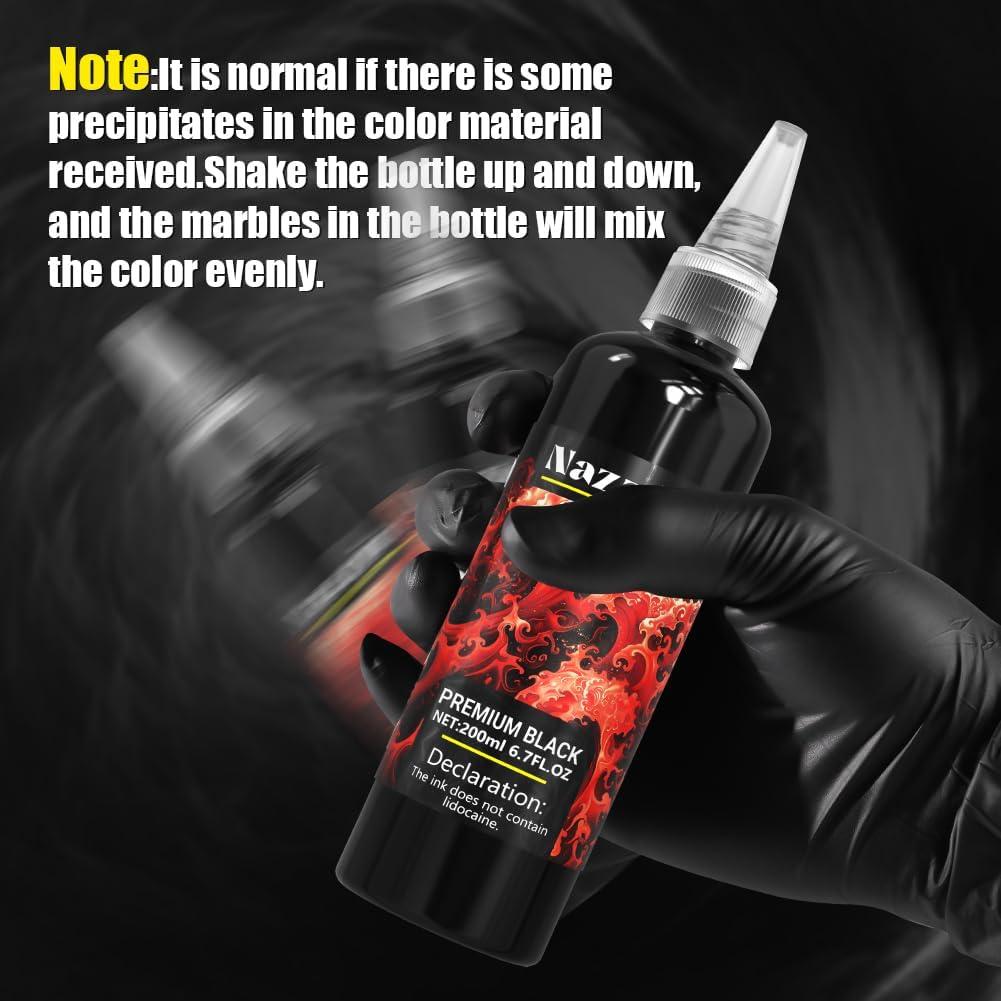 Tinta de Tatuaje Nazzor 200ml Negra para Sombreado y Contorno