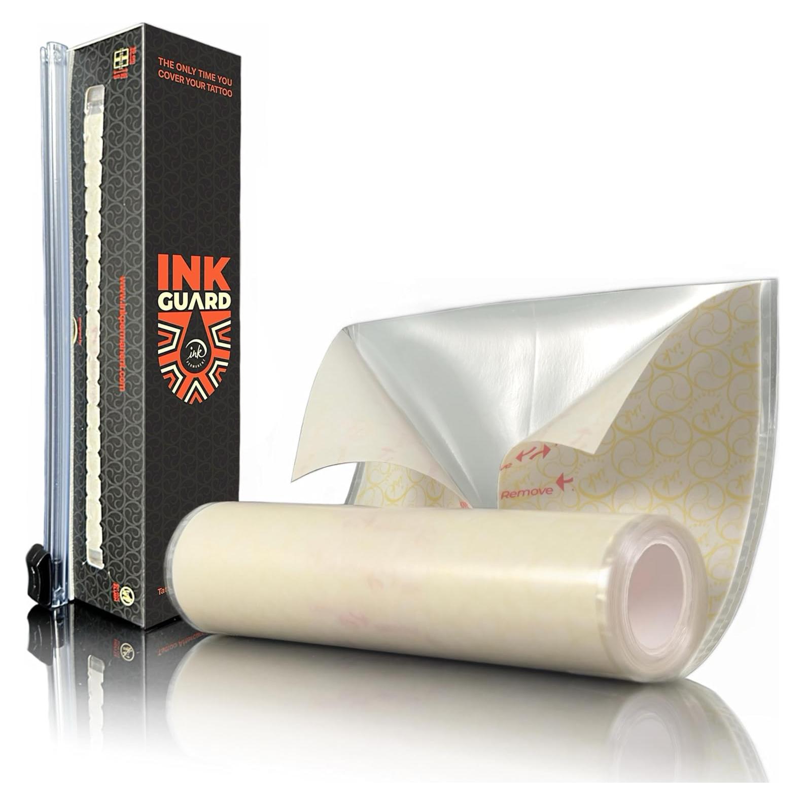 Ink Guard Easy-Peel Tattoo Aftercare Bandage [6" x 6 Feet] – New Generation Waterproof Second Skin Tattoo Cover Film Breathable, Transparent Wrap for Fast Healing & Protection