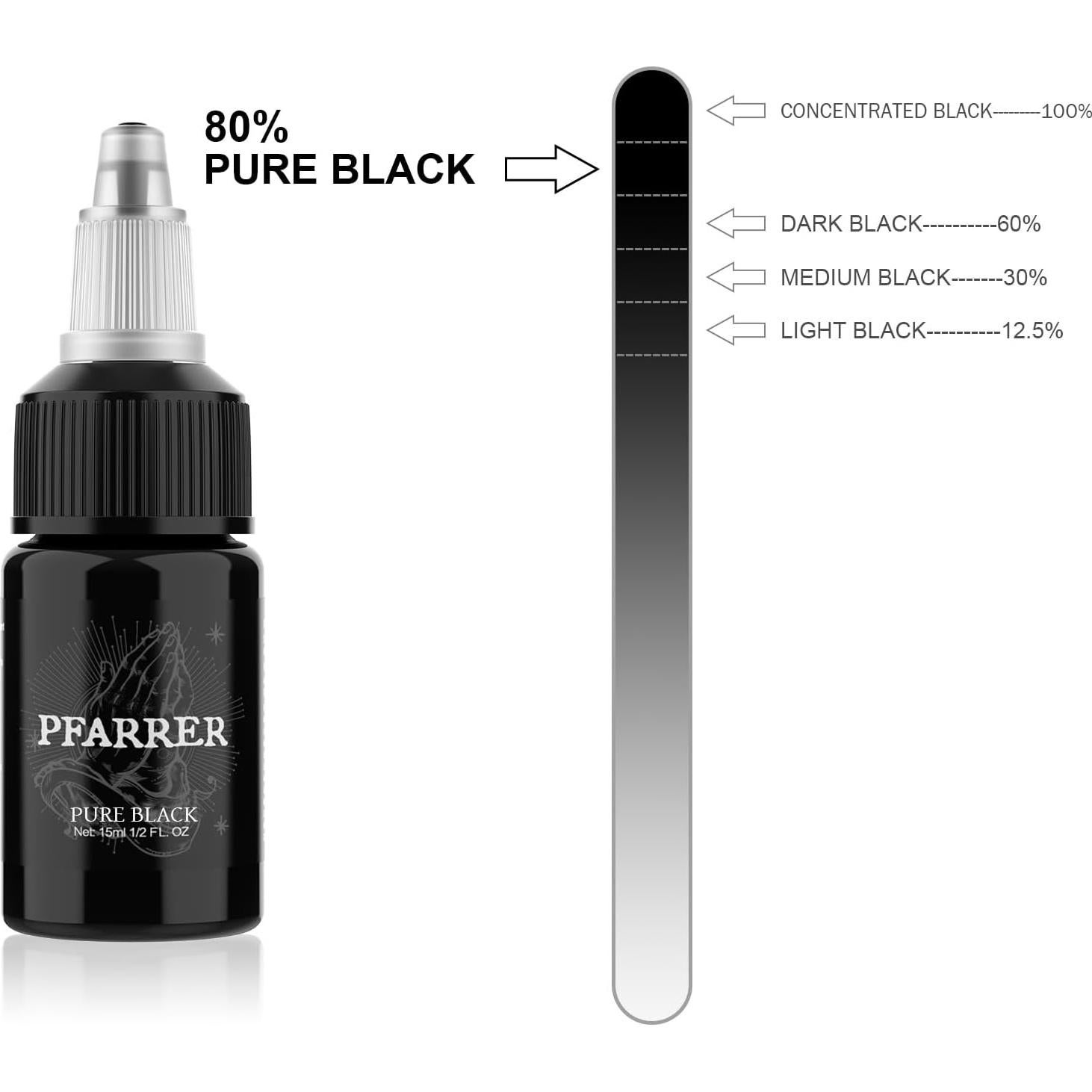 Tinta de Tatuaje Negra PFARRER 15ml Vegana Alta Calidad