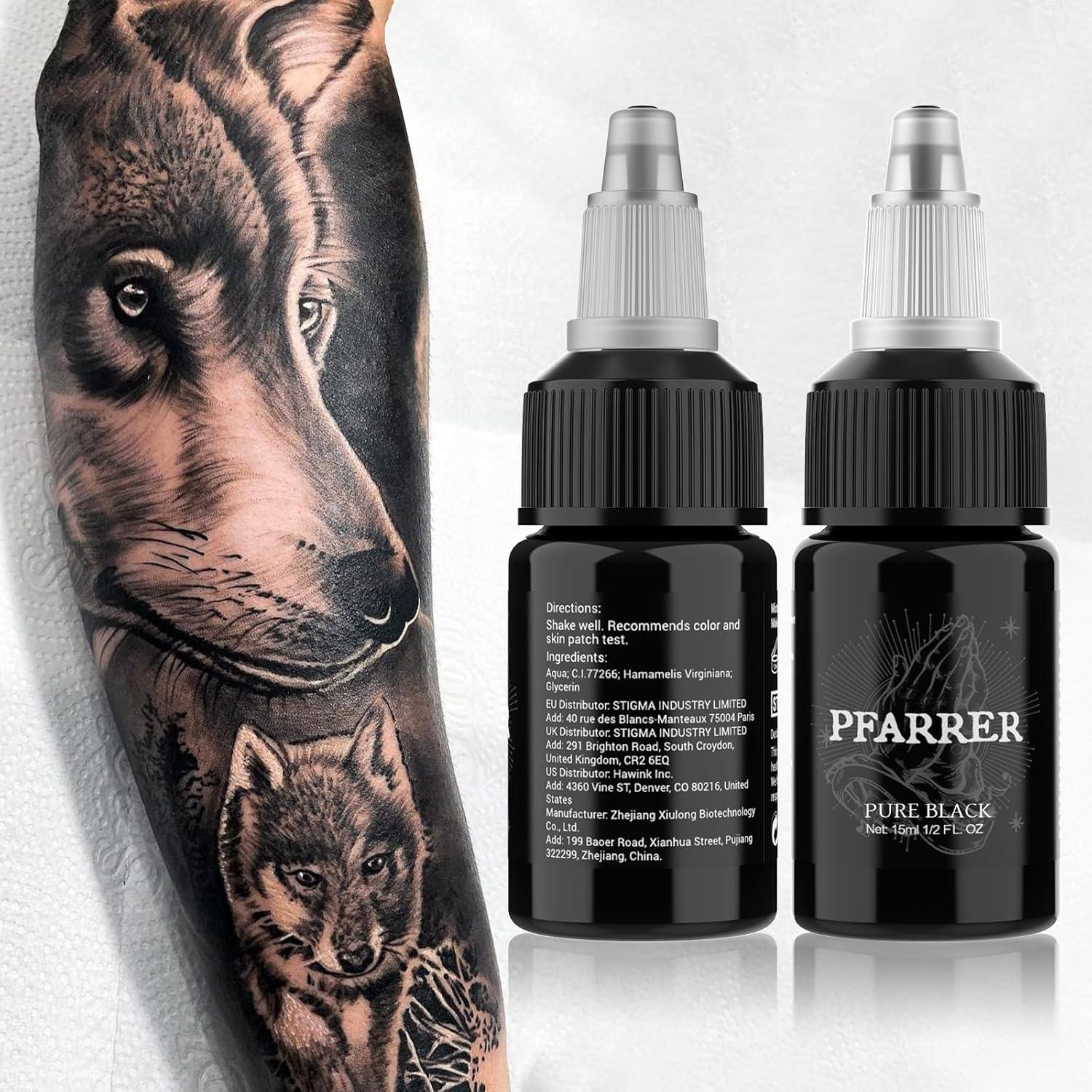 Tinta de Tatuaje Negra PFARRER 15ml Vegana Alta Calidad