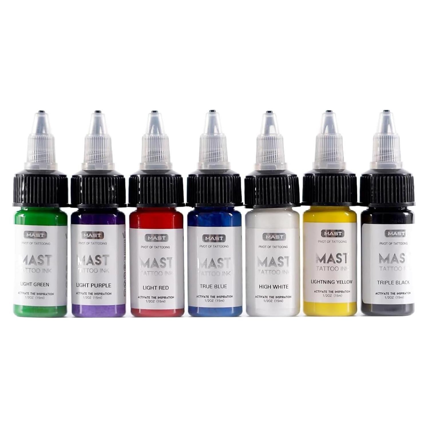 Kit de Tintas para Tatuajes Mast 7 Colores 306g Orgánicas
