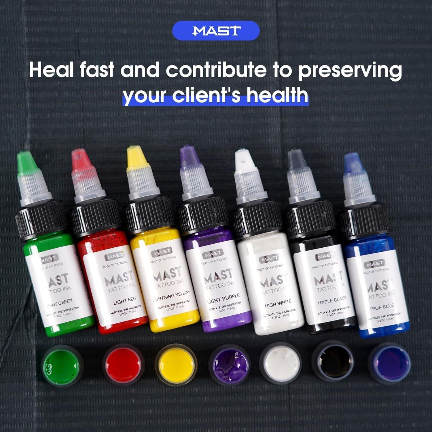Kit de Tintas para Tatuajes Mast 7 Colores 306g Orgánicas