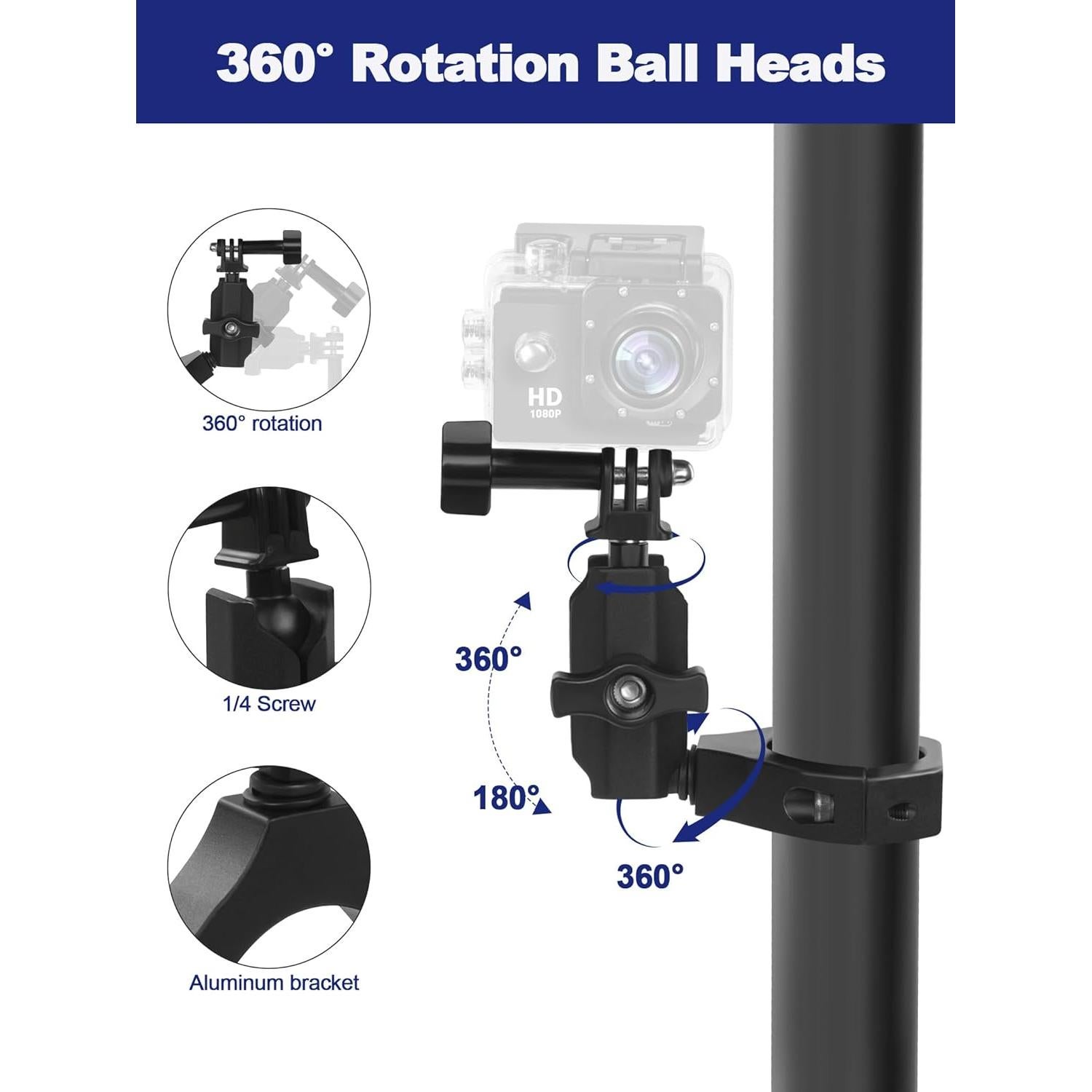 Soporte de cámara UTV ZIDIYORUO para jaulas 4.45-5.08 cm
