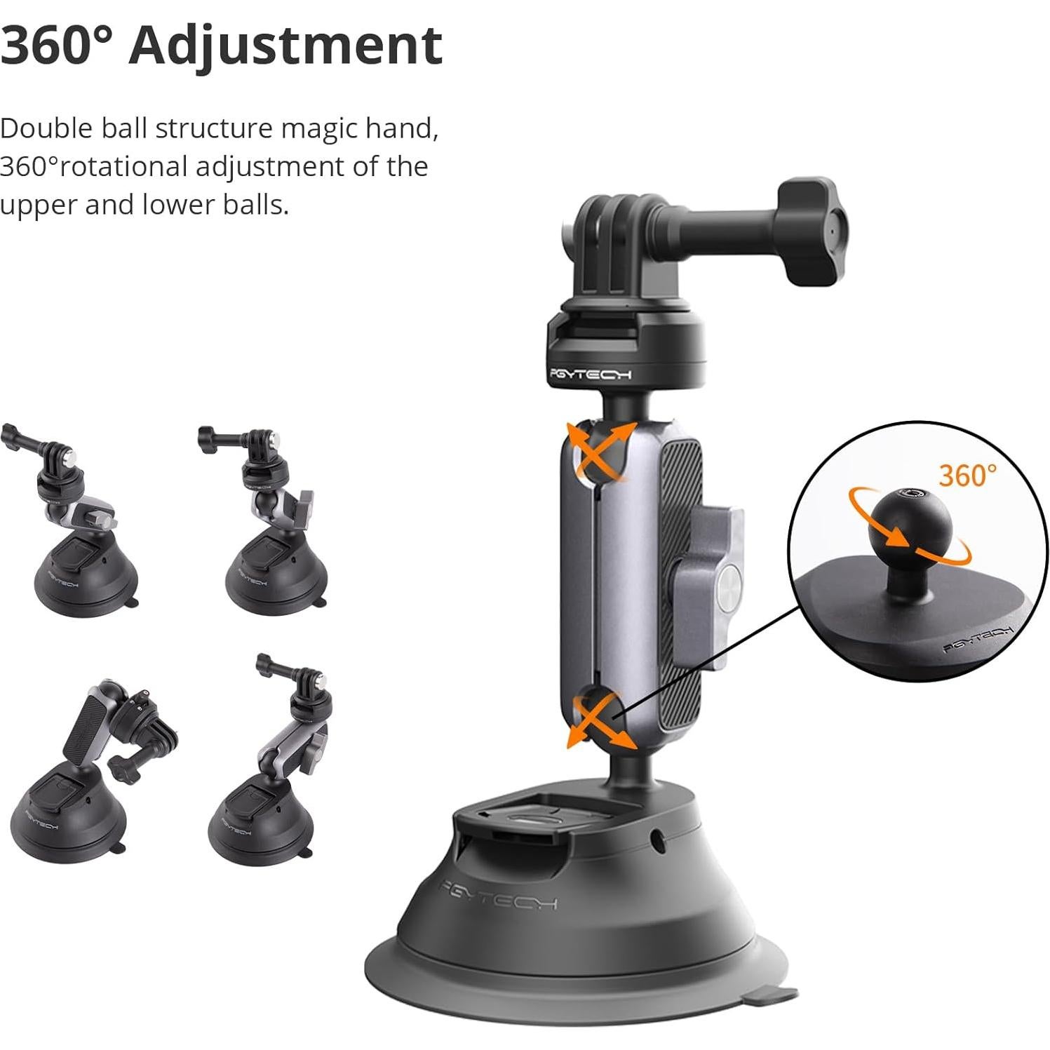 Soporte de Ventosa PGYTECH CapLock para Cámaras de Acción