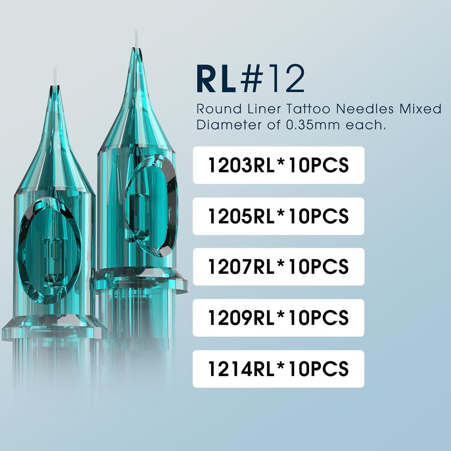 Agujas de Tatuaje INKin 50pcs Mezcla 3RL/5RL/7RL/9RL/14RL