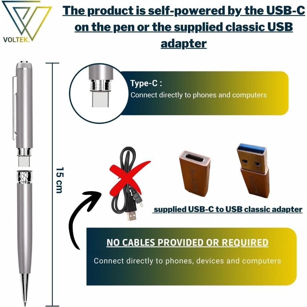 Grabadora de Voz Digital Voltek 64GB Micrófono Compacto