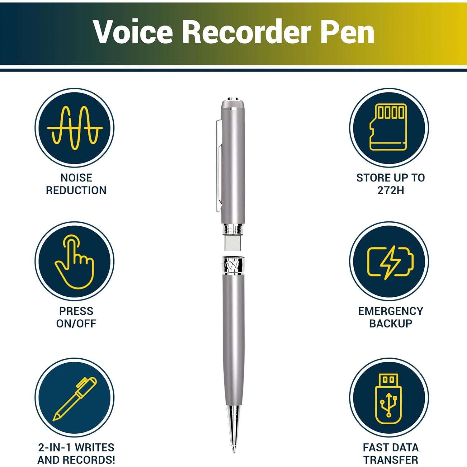 Grabadora de Voz Digital Voltek 64GB Micrófono Compacto