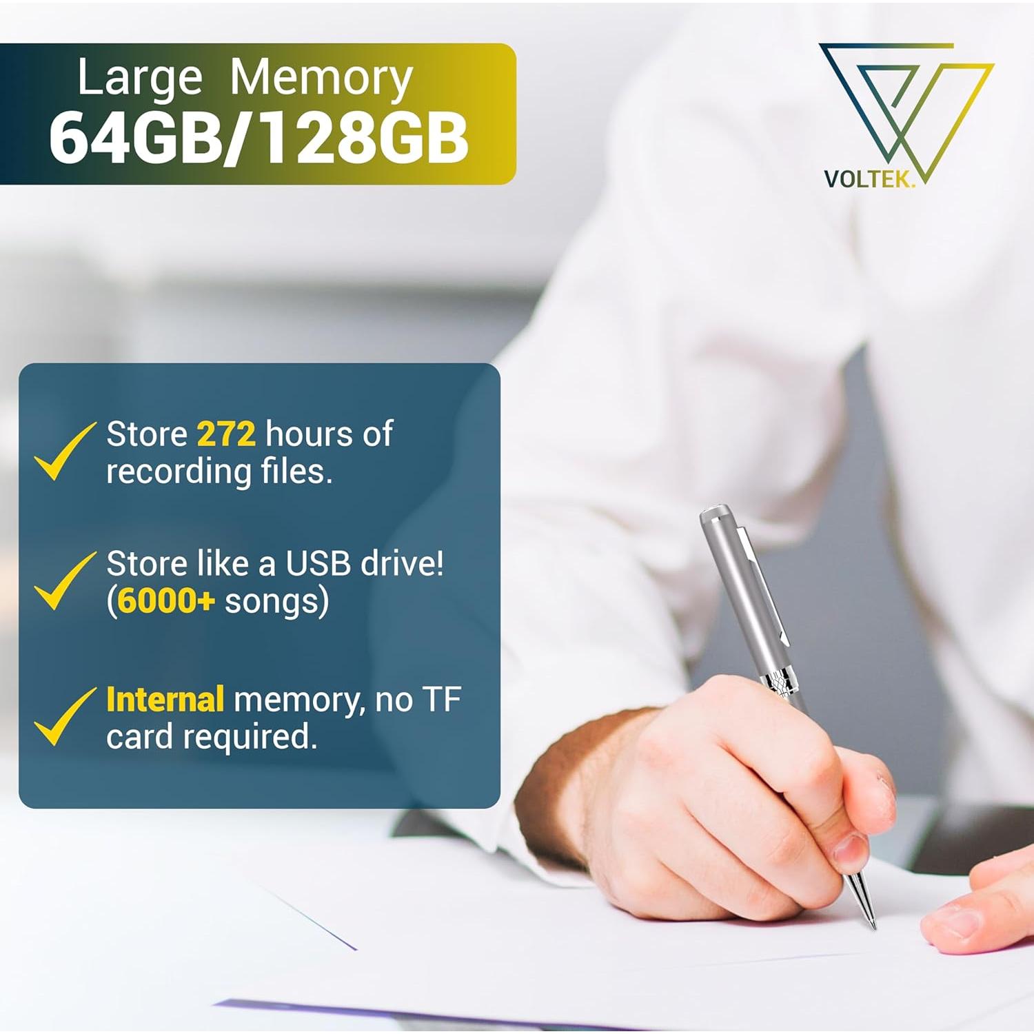 Grabadora de Voz Digital Voltek 64GB Micrófono Compacto