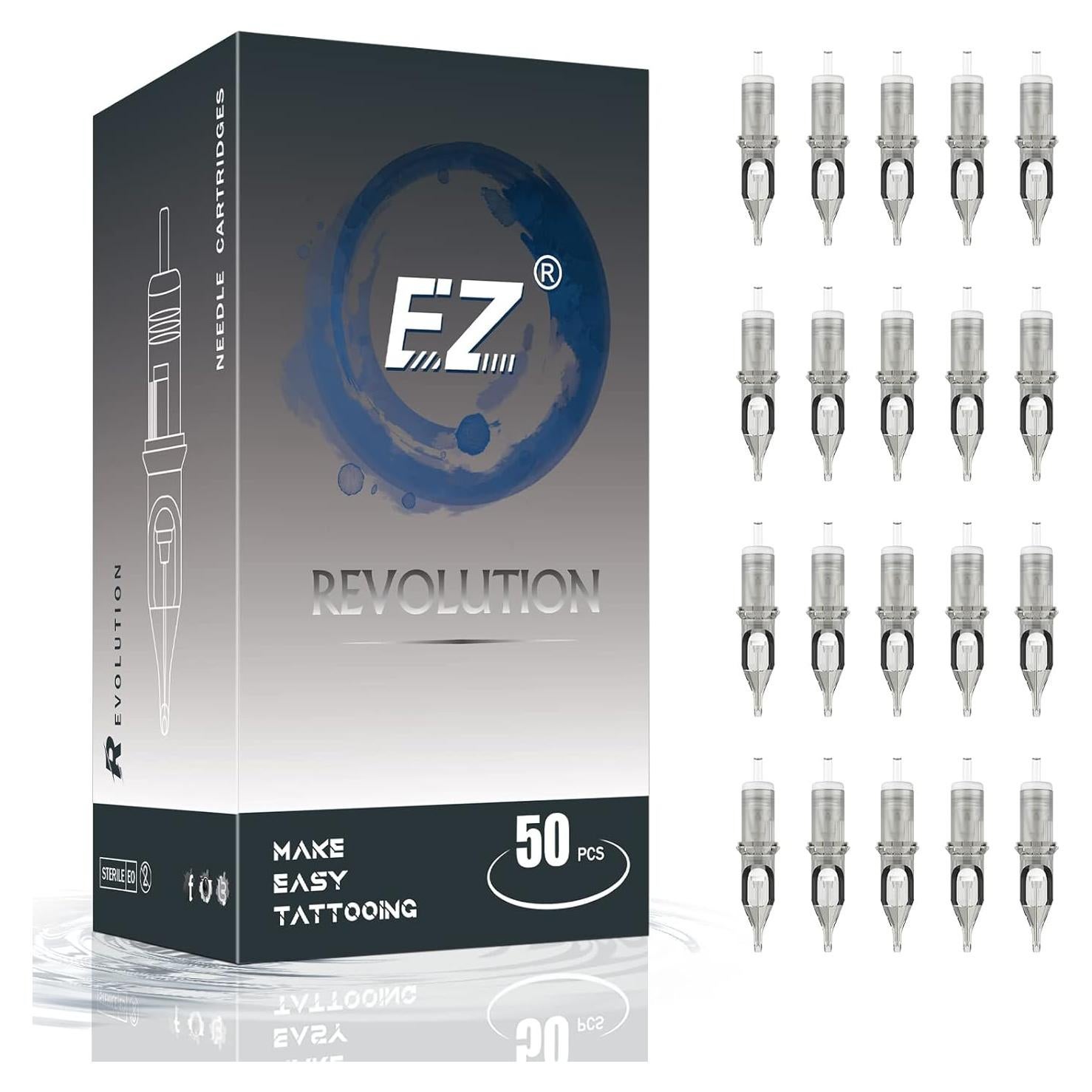 Agujas de Cartucho de Tatuaje EZ #12 - 50 Pcs Mezcladas 3RL 5RL 7RL 9RL 11RL