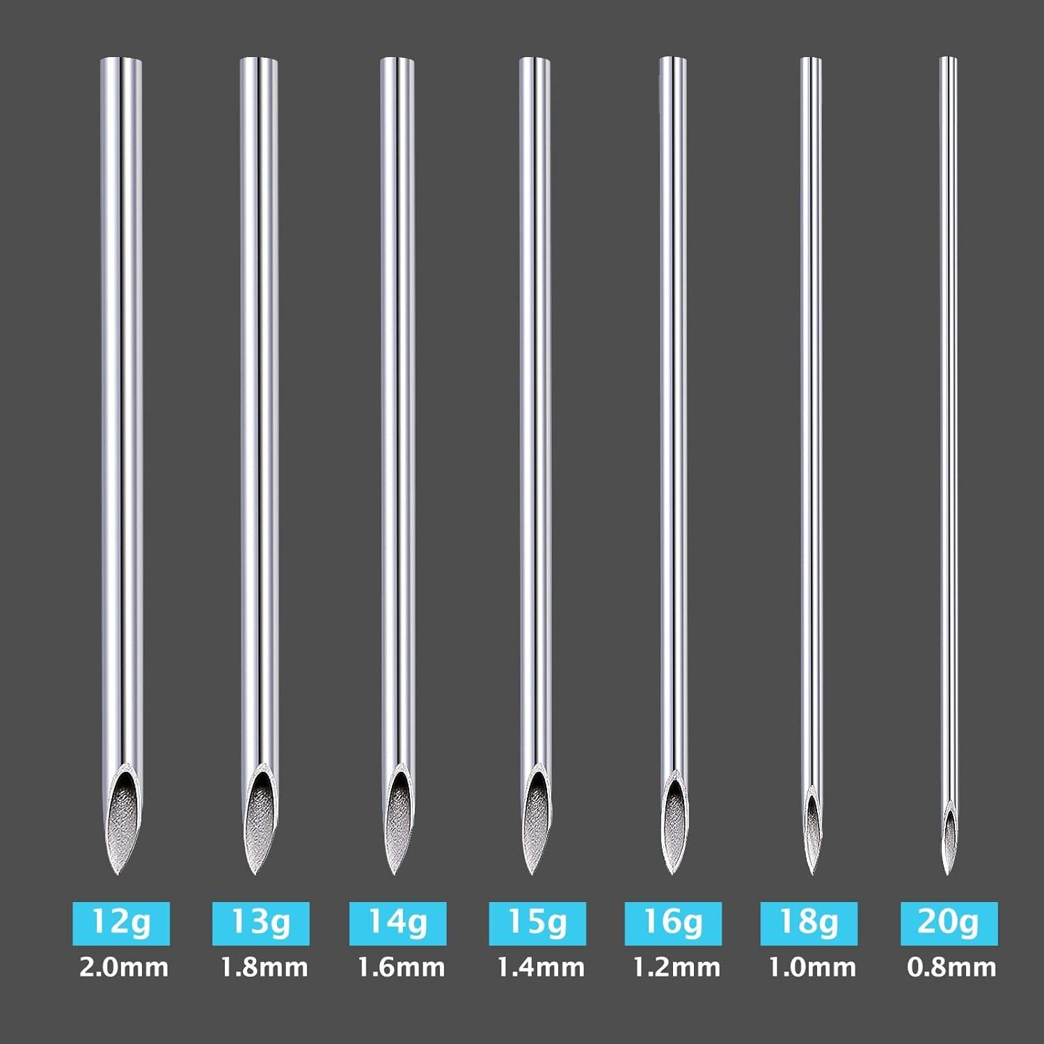 14 Agujas de Piercing Estériles DJCIW Acero Inoxidable Mixto