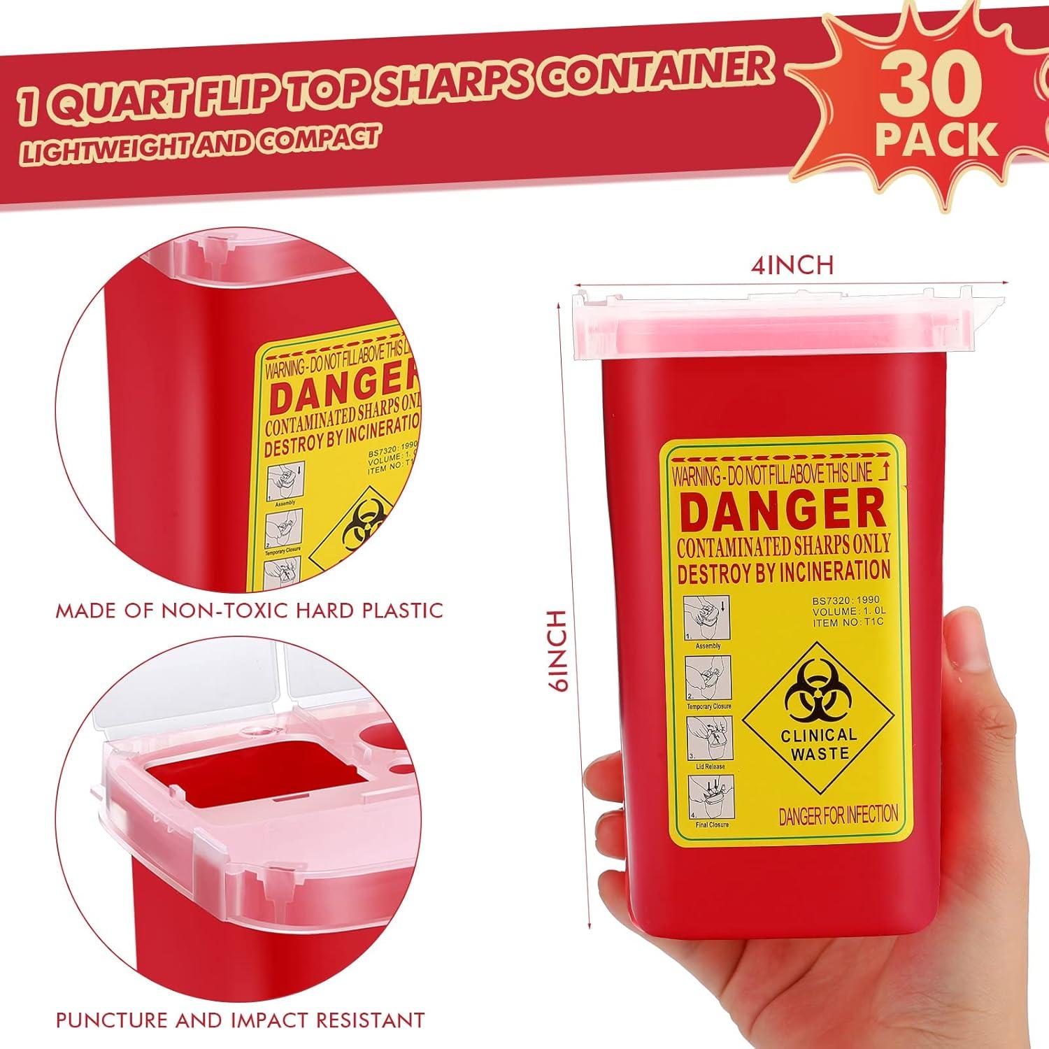 30 Contenedores de Desechos Cortantes Chumia 1 Quart Rojo