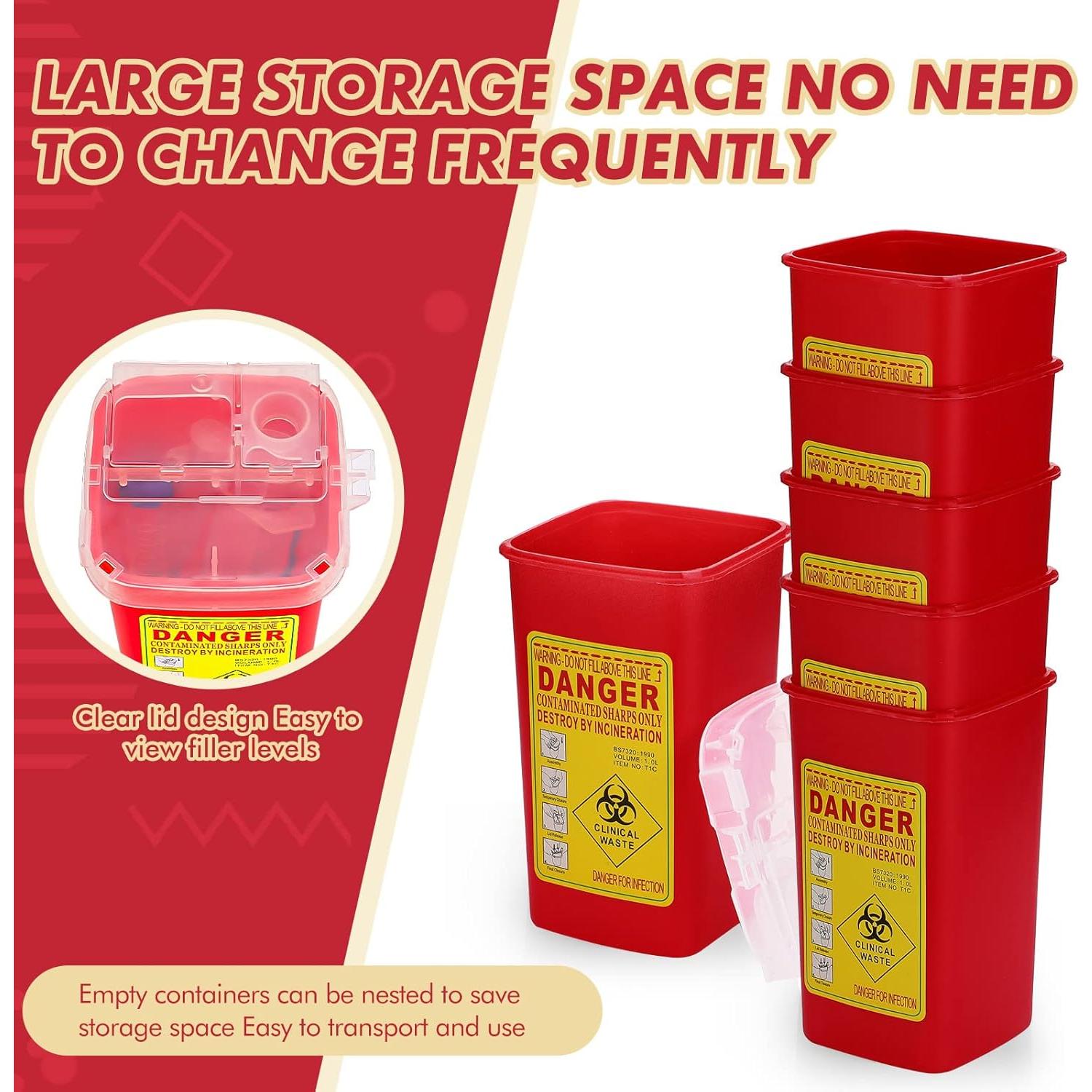 30 Contenedores de Desechos Cortantes Chumia 1 Quart Rojo