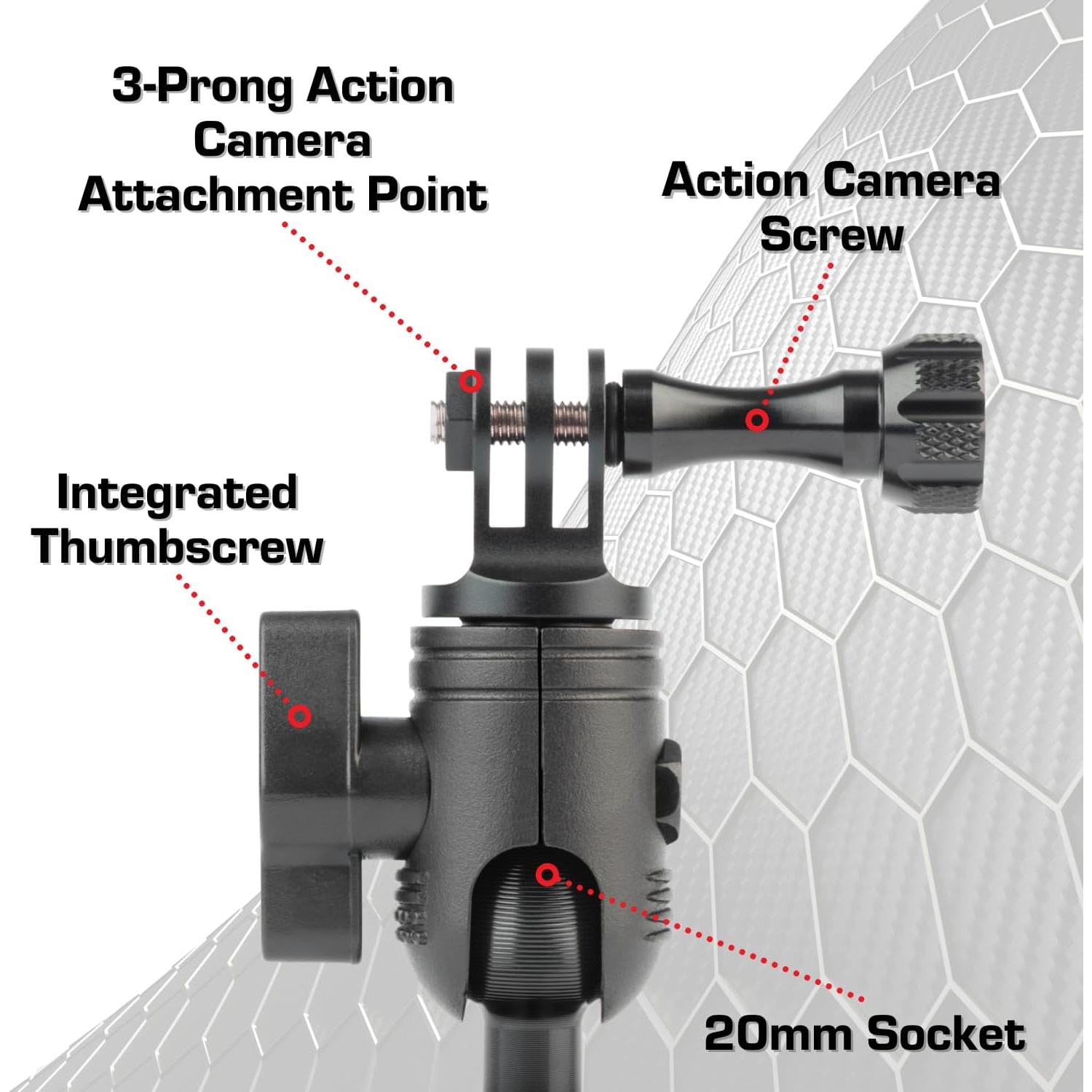 Dash Mount Camera Holder Compatible with GoPro - Attaches to 20mm Mounting Ball