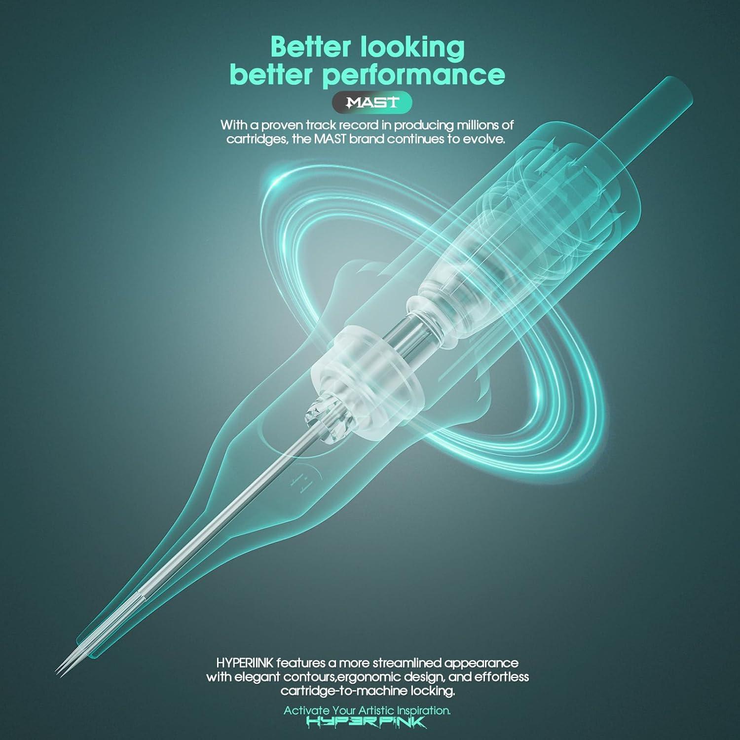 Cartuchos de Agujas de Tatuaje Mast Hyperink 1003RL 10% Más Tinta