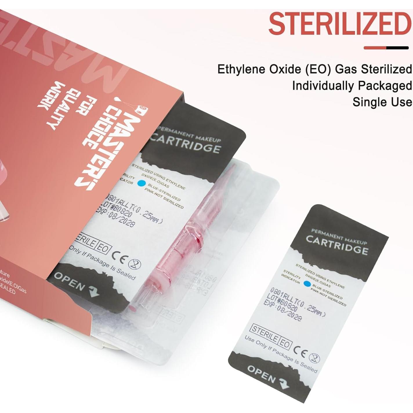 20 Agujas de Cartucho Tatuaje Desechables PMUBEAUTY 0.3mm