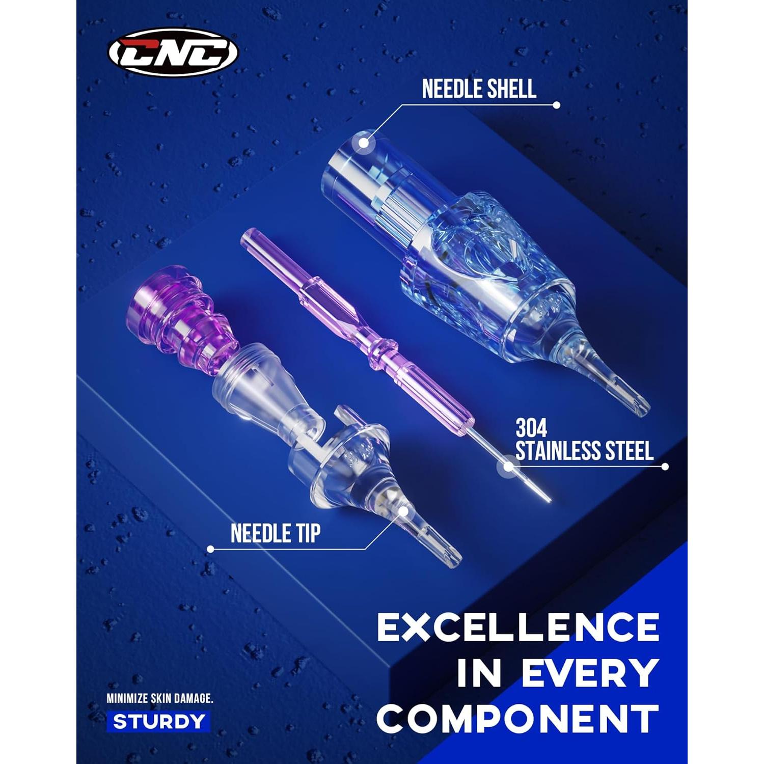 Agujas de Cartucho para Tatuaje CNC 200pcs Variadas con Membrana