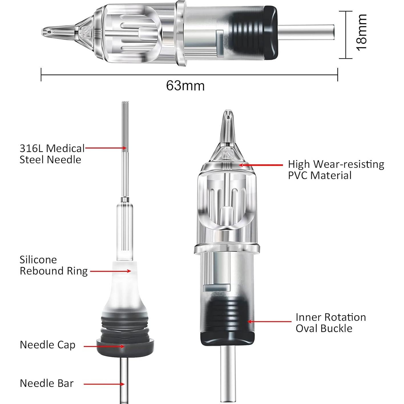 Cartuchos de Agujas de Tatuaje Autdor 120Pcs Liner Shader Magnum