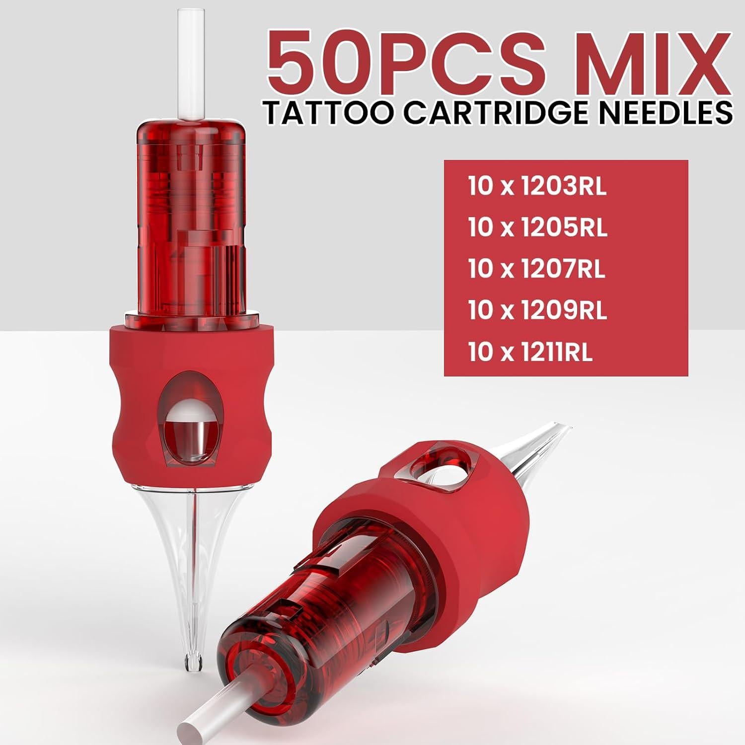 Agujas de Cartucho de Tatuaje Wormhole 50pcs Mixtas #12 RL