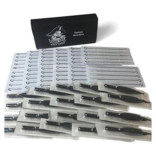 60 Agujas de Tatuaje Pre-Esterilizadas Pirate Face + Tubos