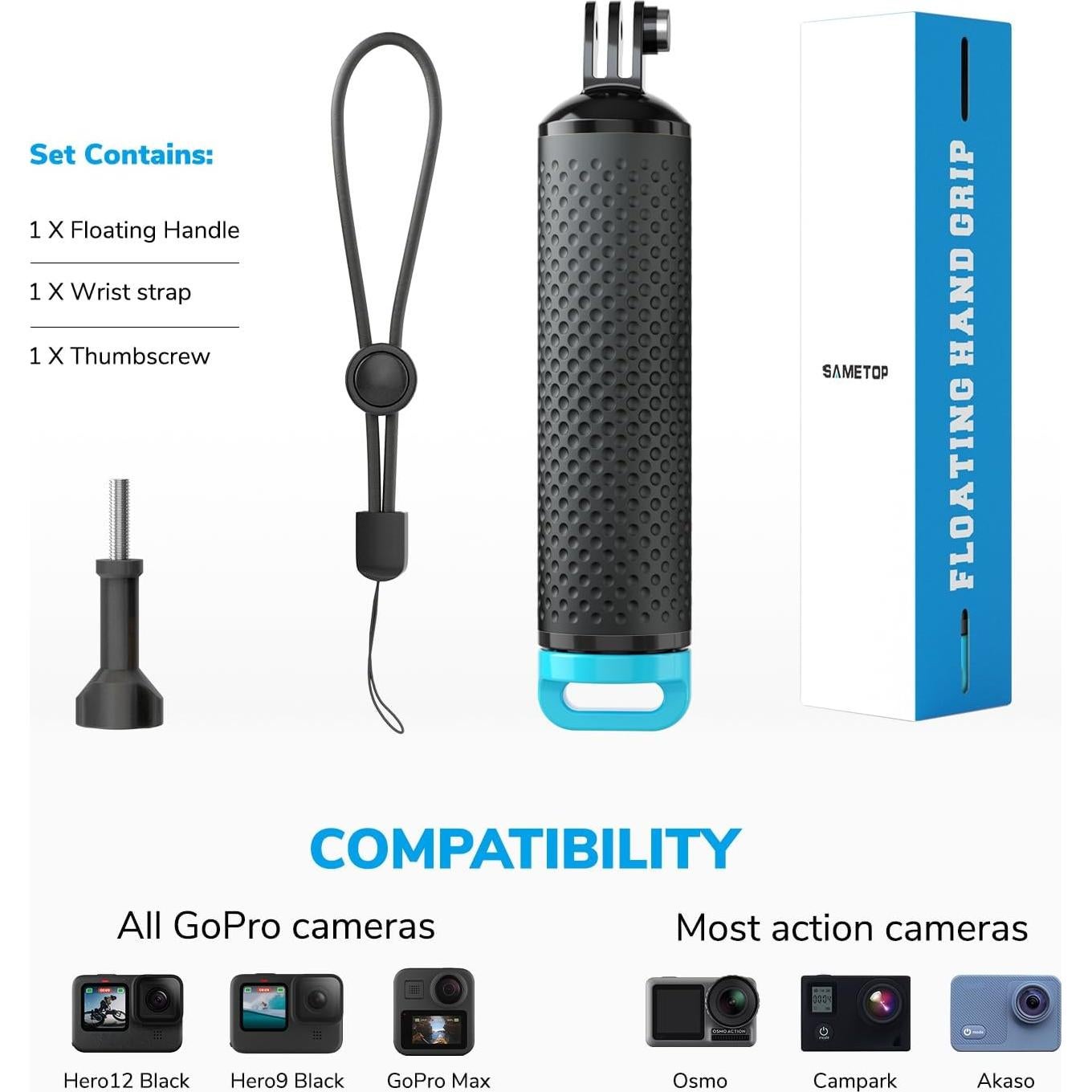 Flotador Mango Flotante Sametop para GoPro y DJI Osmo Azul