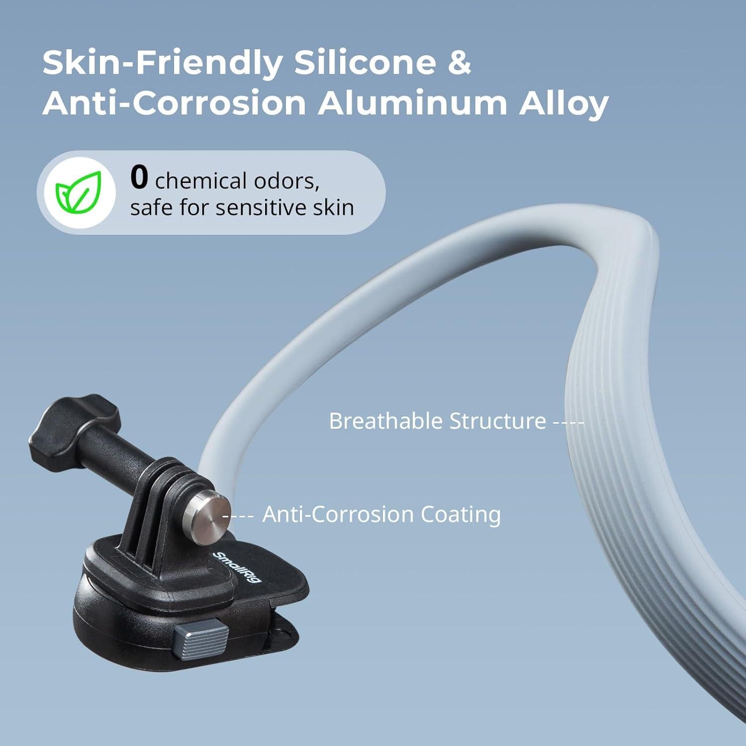 SMALLRIG Magnetic Neck Mount for Action Cameras & Phones, Comfortable POV Shooting Support with Universal 2-Prong Adapter and Phone Holder, 5128