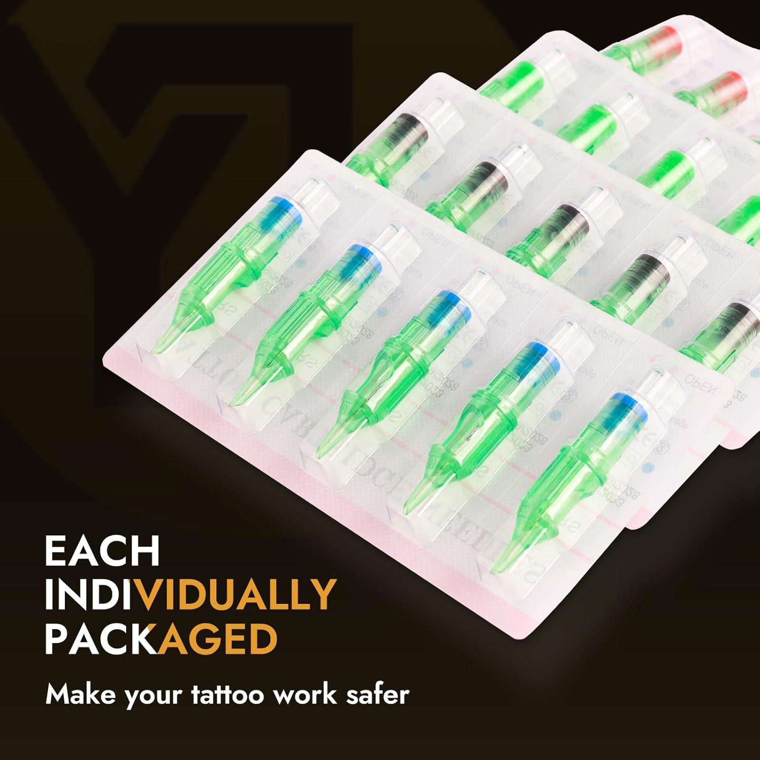 Cartuchos de Agujas de Tatuaje Yuelong 1003RL 20 Piezas Esterilizadas