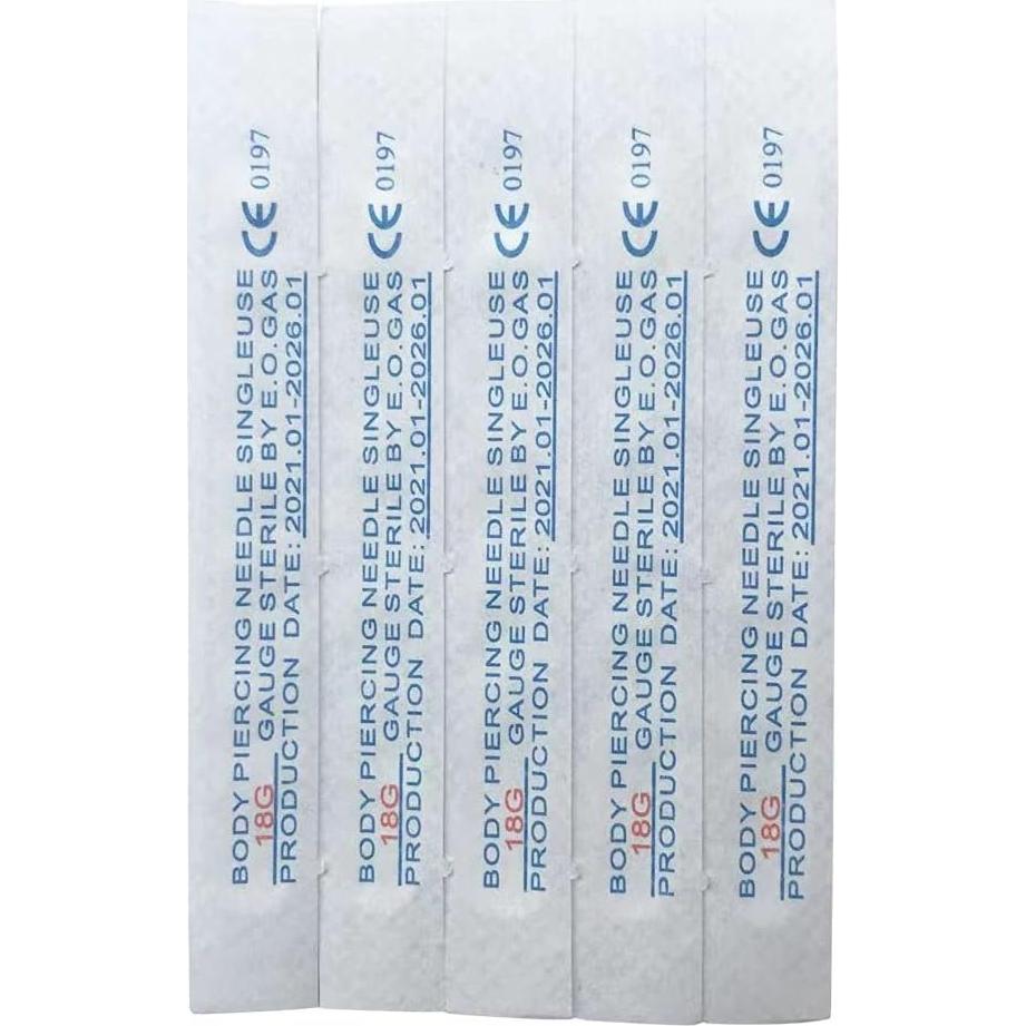 Agujas de Piercing 18G Shuiniba - 10 Piezas Acero Inoxidable