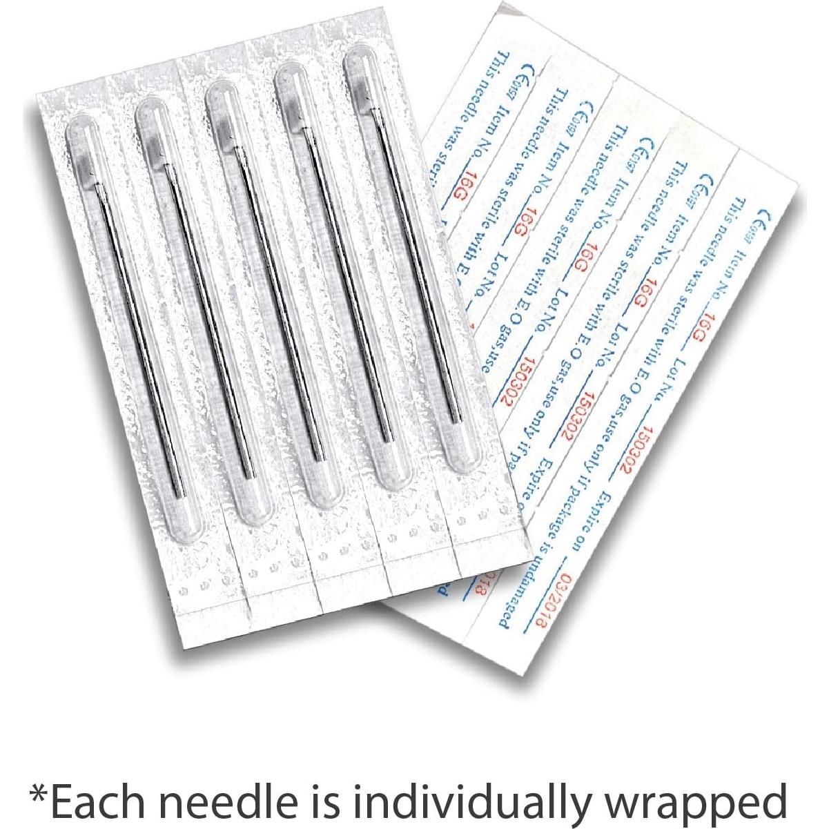 BodyJ4You 10PC Agujas de Piercing Acero Quirúrgico 16G