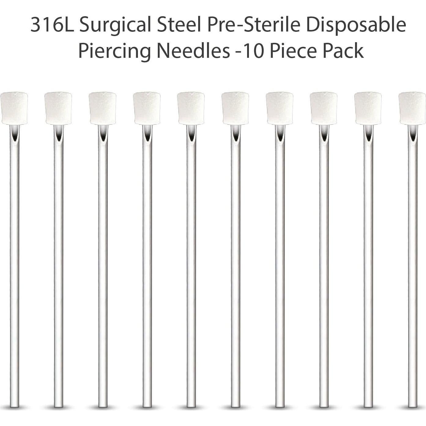 BodyJ4You 10PC Agujas de Piercing Acero Quirúrgico 16G