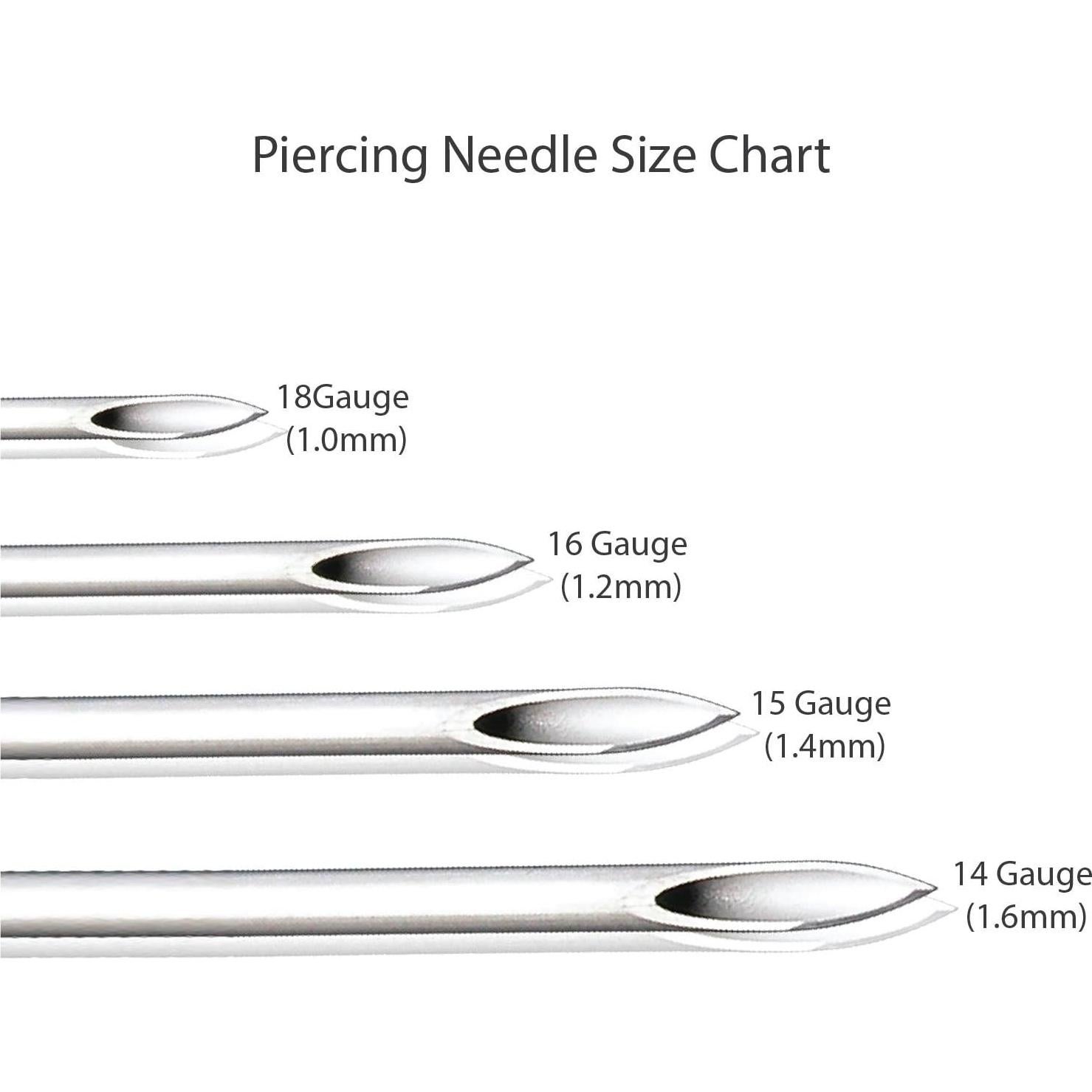 BodyJ4You 10PC Agujas de Piercing Acero Quirúrgico 16G