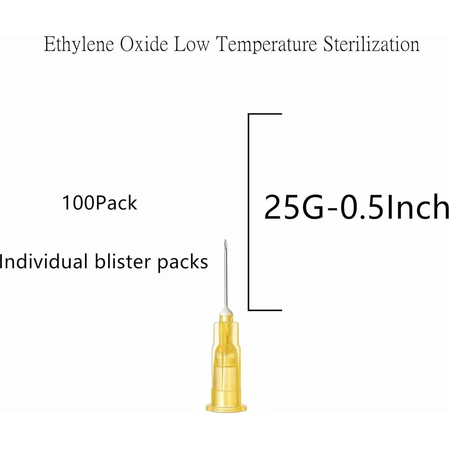 Aguja desechable Luer Lock XUONFEE 100Pack 25G 1.27cm