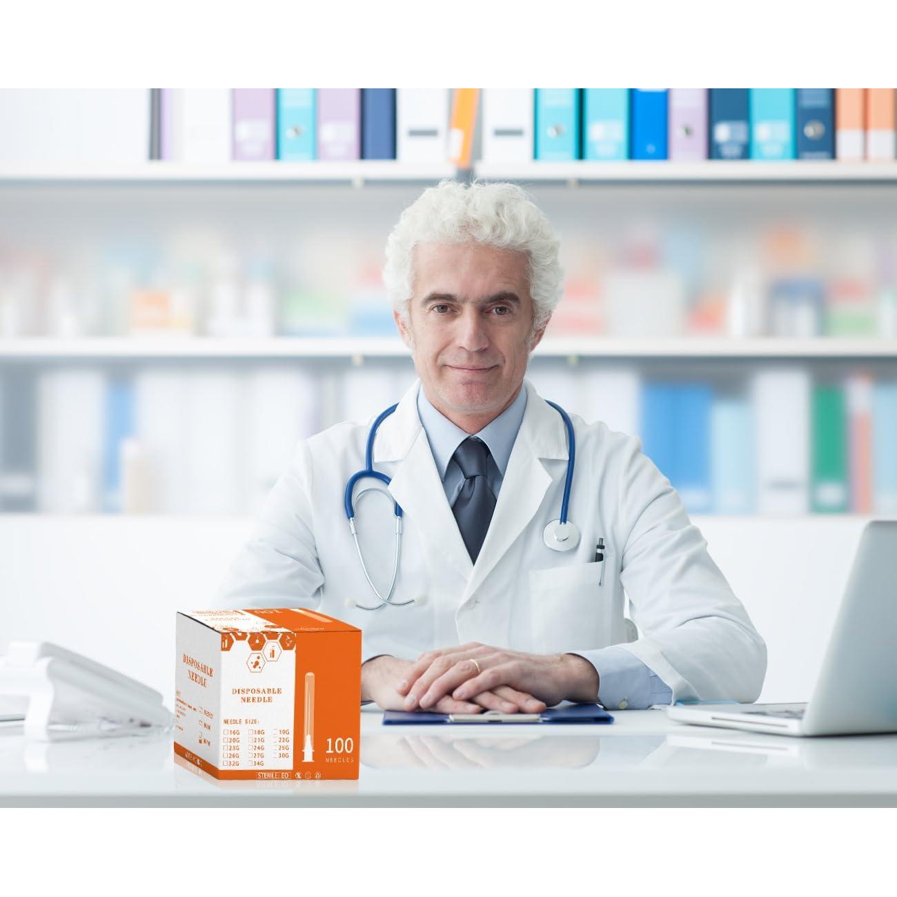 Aguja desechable Luer Lock XUONFEE 100Pack 25G 1.27cm