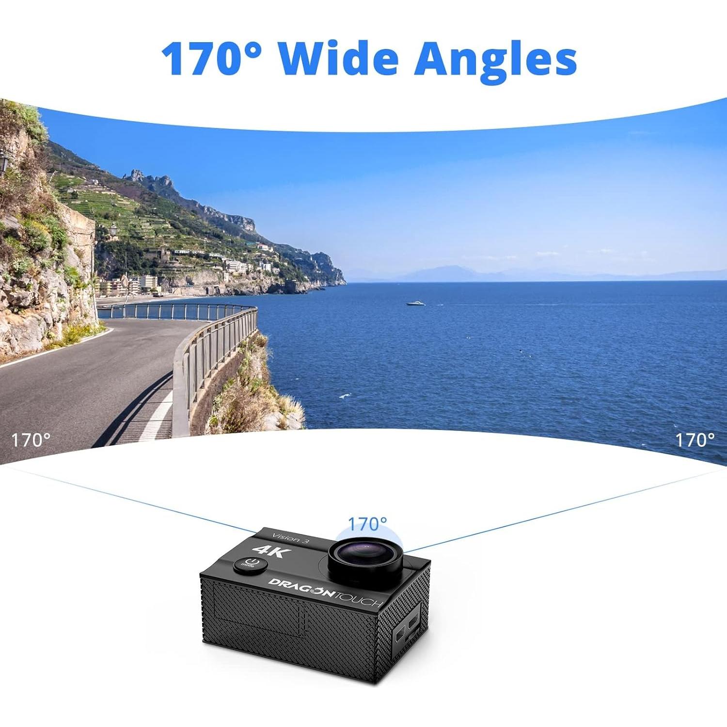 Cámara de Acción Dragon Touch 4K 20MP Impermeable 30m