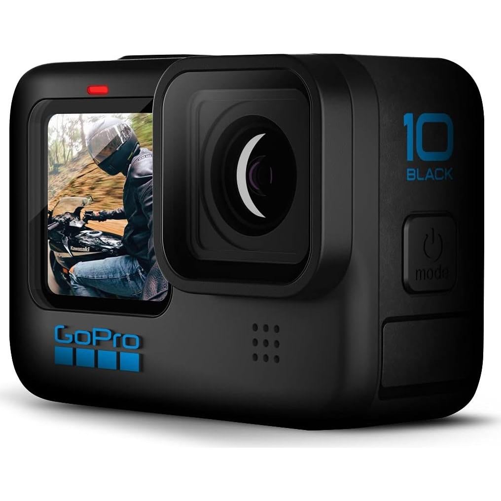 HERO10 Black (Hero 10) - Waterproof Action Camera with Front LCD and Touch Rear Screens, New GP2 Engine, 5K HD Video, 23MP Photos, Live Streaming, 64GB Extreme Pro Card and Extra Battery
