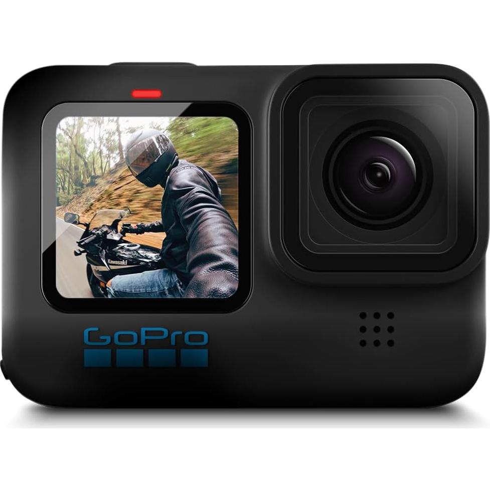 HERO10 Black (Hero 10) - Waterproof Action Camera with Front LCD and Touch Rear Screens, New GP2 Engine, 5K HD Video, 23MP Photos, Live Streaming, 64GB Extreme Pro Card and Extra Battery