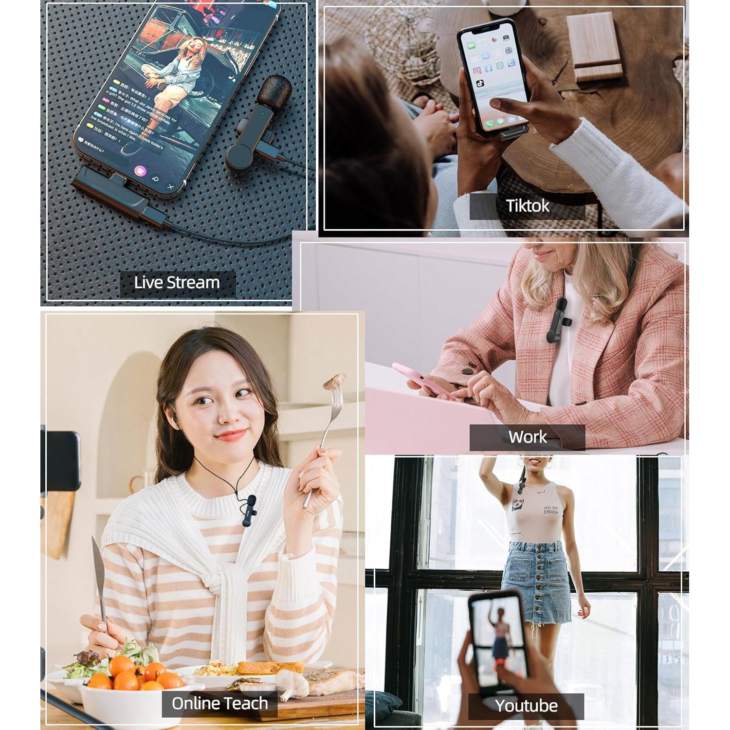 Micrófono Lavalier Inalámbrico USB-C NPTCL 100FT Grabación