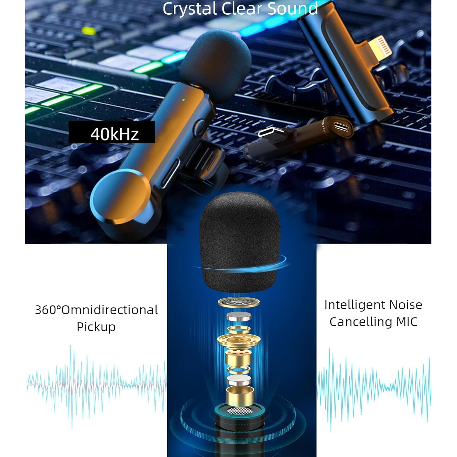 Micrófono Lavalier Inalámbrico USB-C NPTCL 100FT Grabación