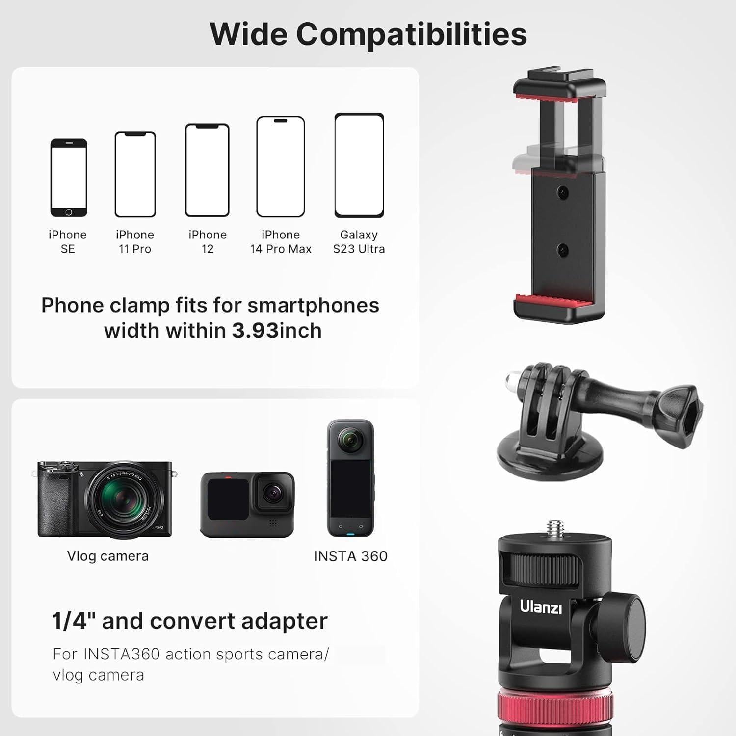 Palo de Selfie Extensible ULANZI MT-71 para GoPro y Smartphones