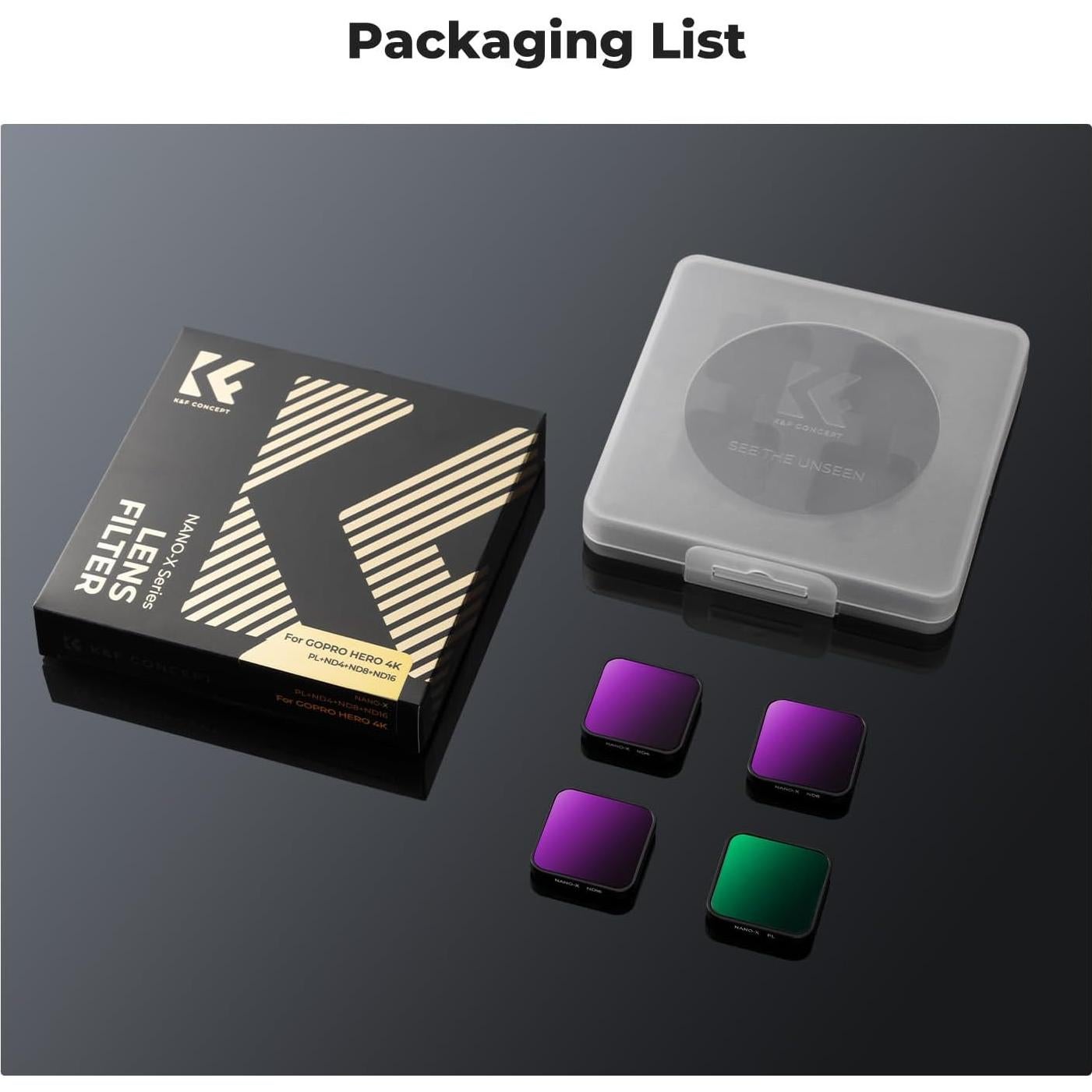 Juego de Filtros ND PL K&F Concept para GoPro Hero 4K