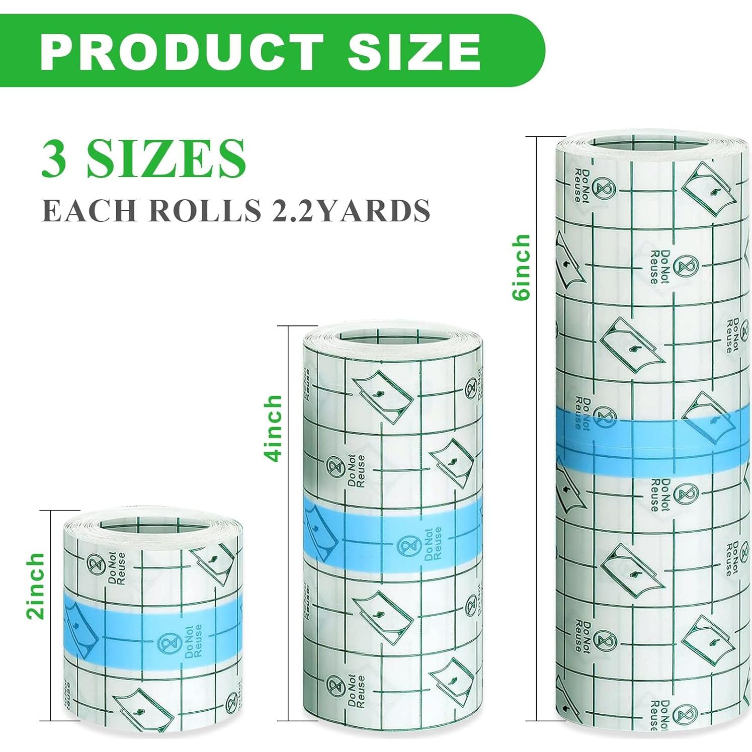 3 Rollos Vendaje Cuidado Tatuajes Jconly Impermeable 5.08-15.24cm