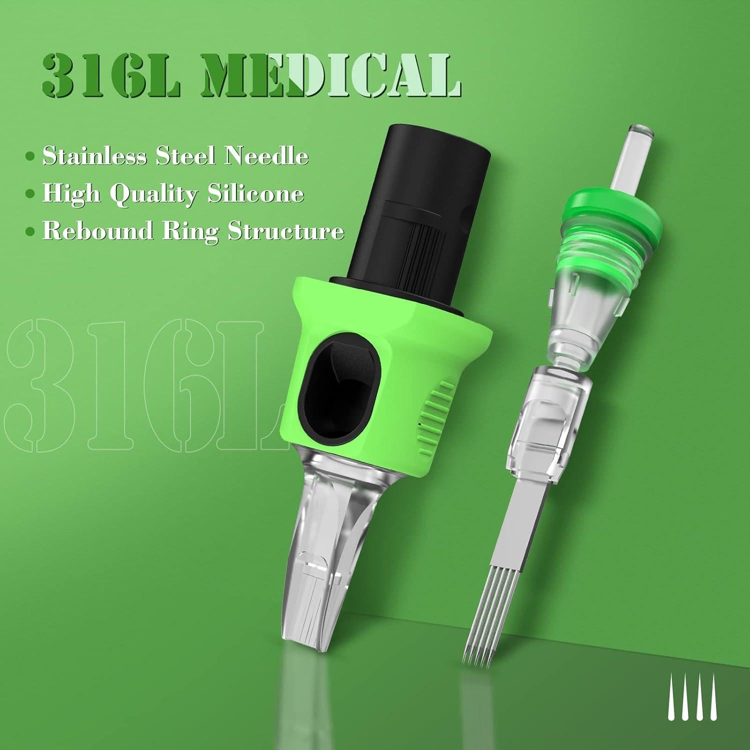 Cartuchos de Tatuaje INKin Kelly 80 Piezas Agujas Liner Redondo