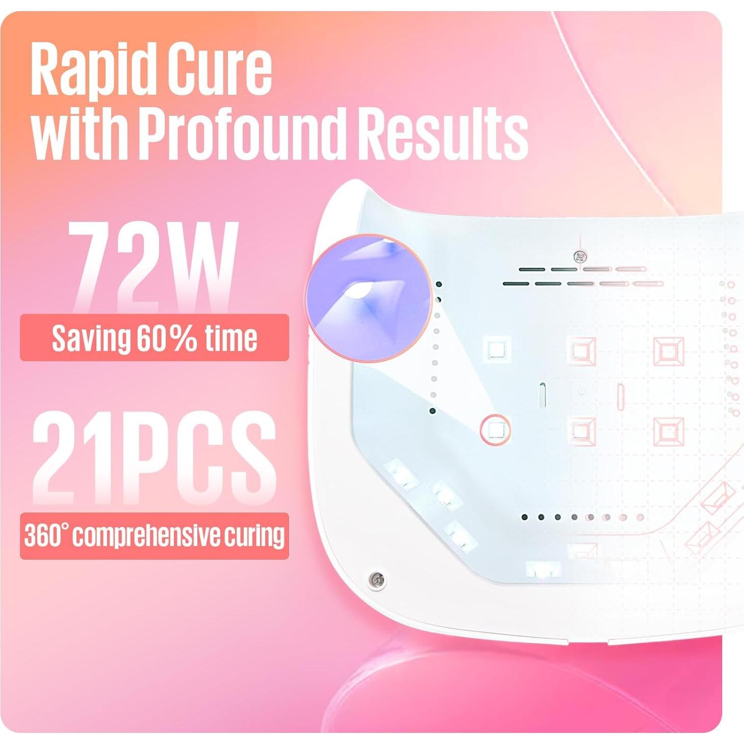 Lámpara UV Portátil MEFA 72W con 3 Temporizadores para Uñas