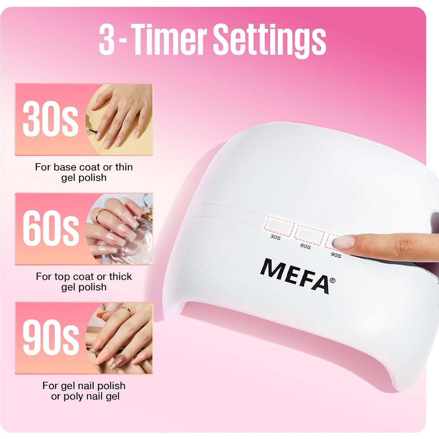 Lámpara UV Portátil MEFA 72W con 3 Temporizadores para Uñas