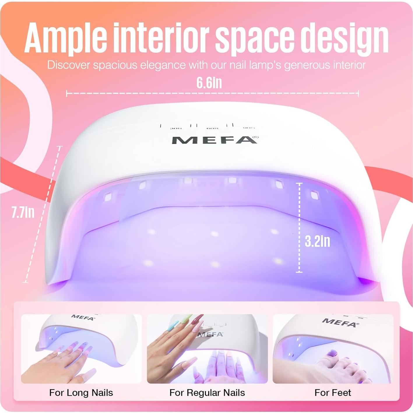 Lámpara UV Portátil MEFA 72W con 3 Temporizadores para Uñas