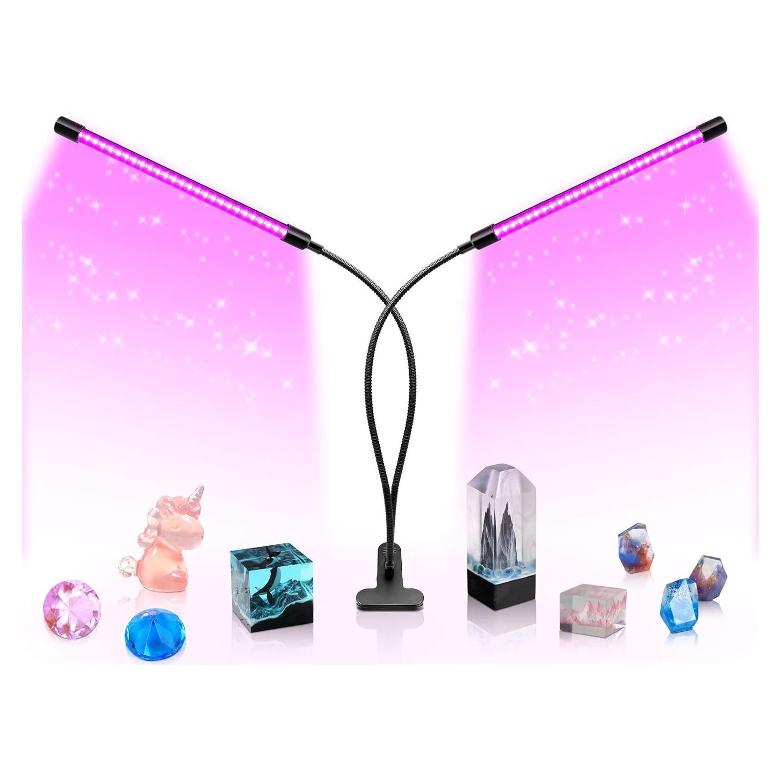 Lámpara UV Negra LED Doble Cabeza 20W YGS-Tech USB Ajustable