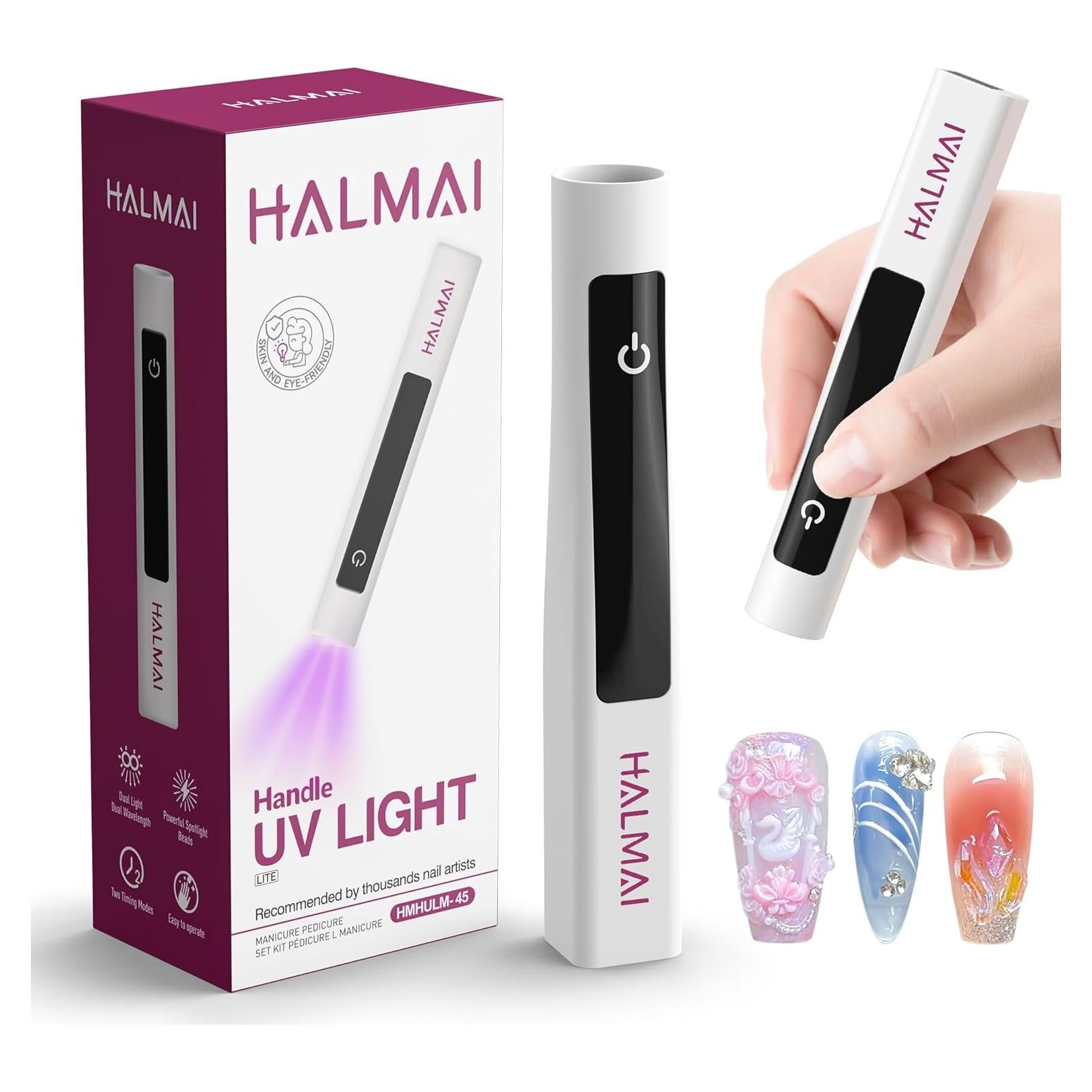 Lámpara UV portátil halmai para uñas con curado rápido 20/60s