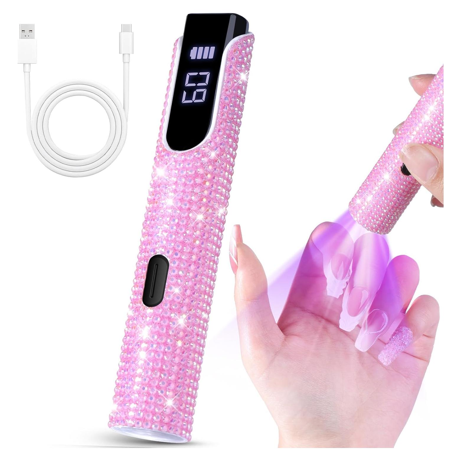 Lámpara UV de Mano ANYINS Rosa Inalámbrica 80g con Pantalla LED