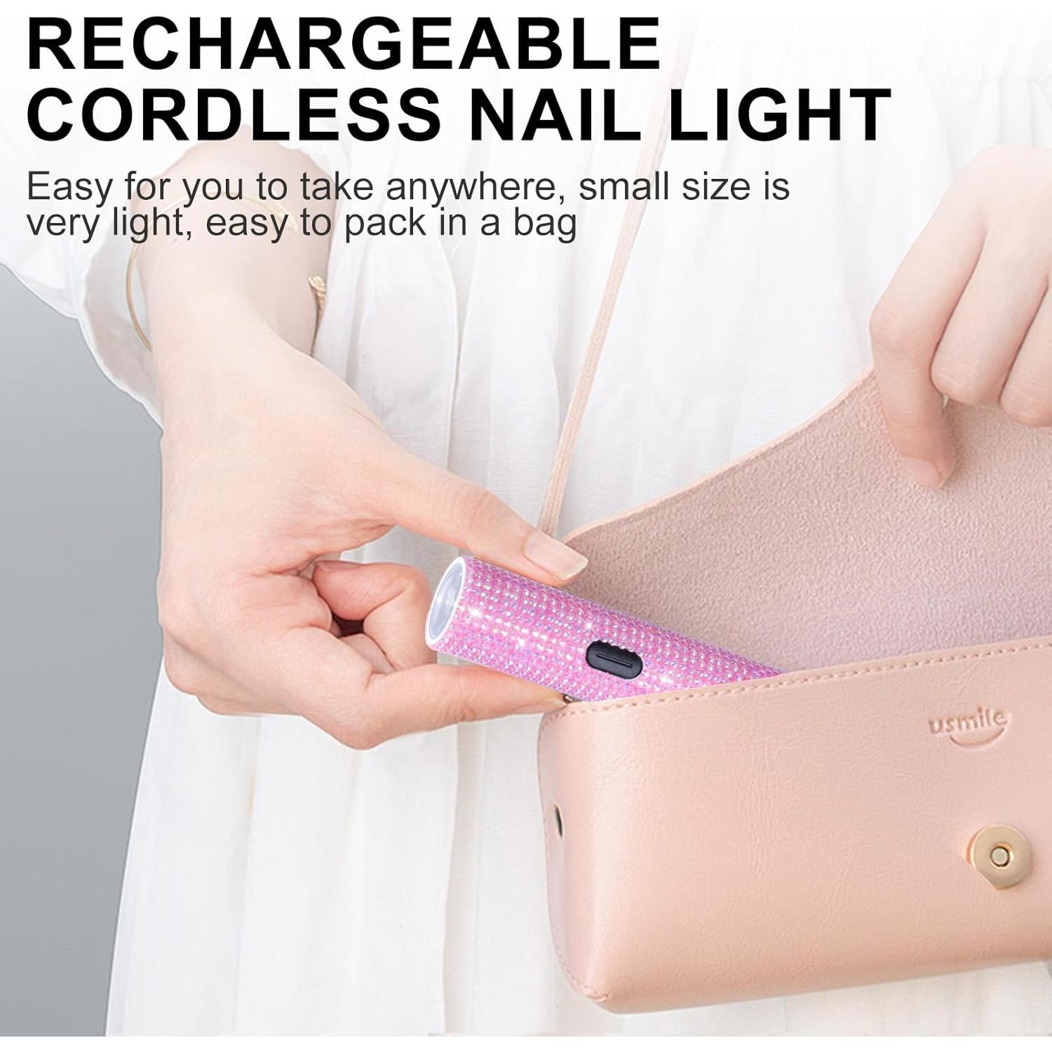 Lámpara UV de Mano ANYINS Rosa Inalámbrica 80g con Pantalla LED