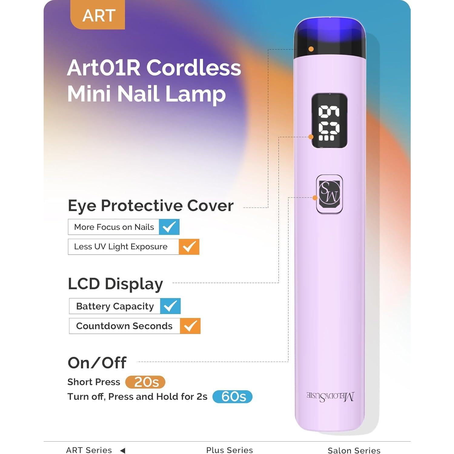 Lámpara UV de Mano MelodySusie Art01R Inalámbrica Morado