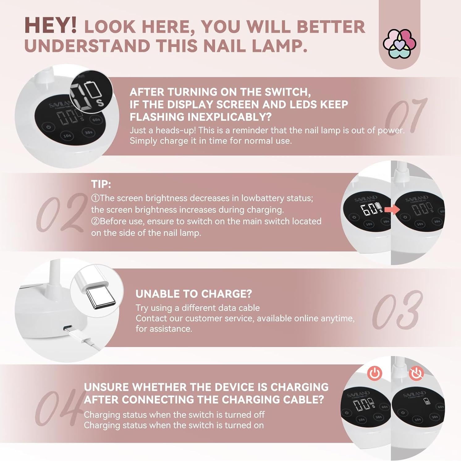 Lámpara de Uñas Inalámbrica SAVILAND 30W LED Recargable